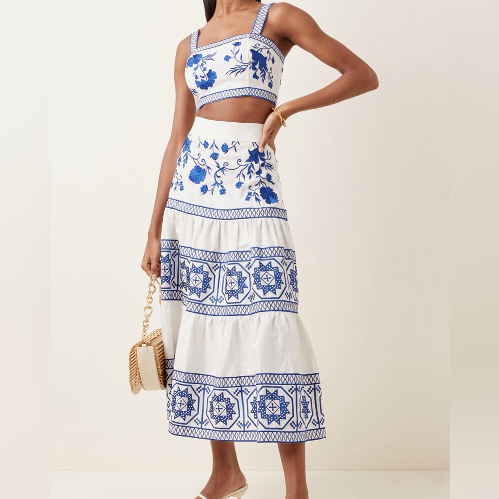 Alexis Olva Embroidered Top and Skirt Set